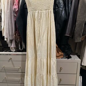 Smocked Tiered Maxi Dress - Cream